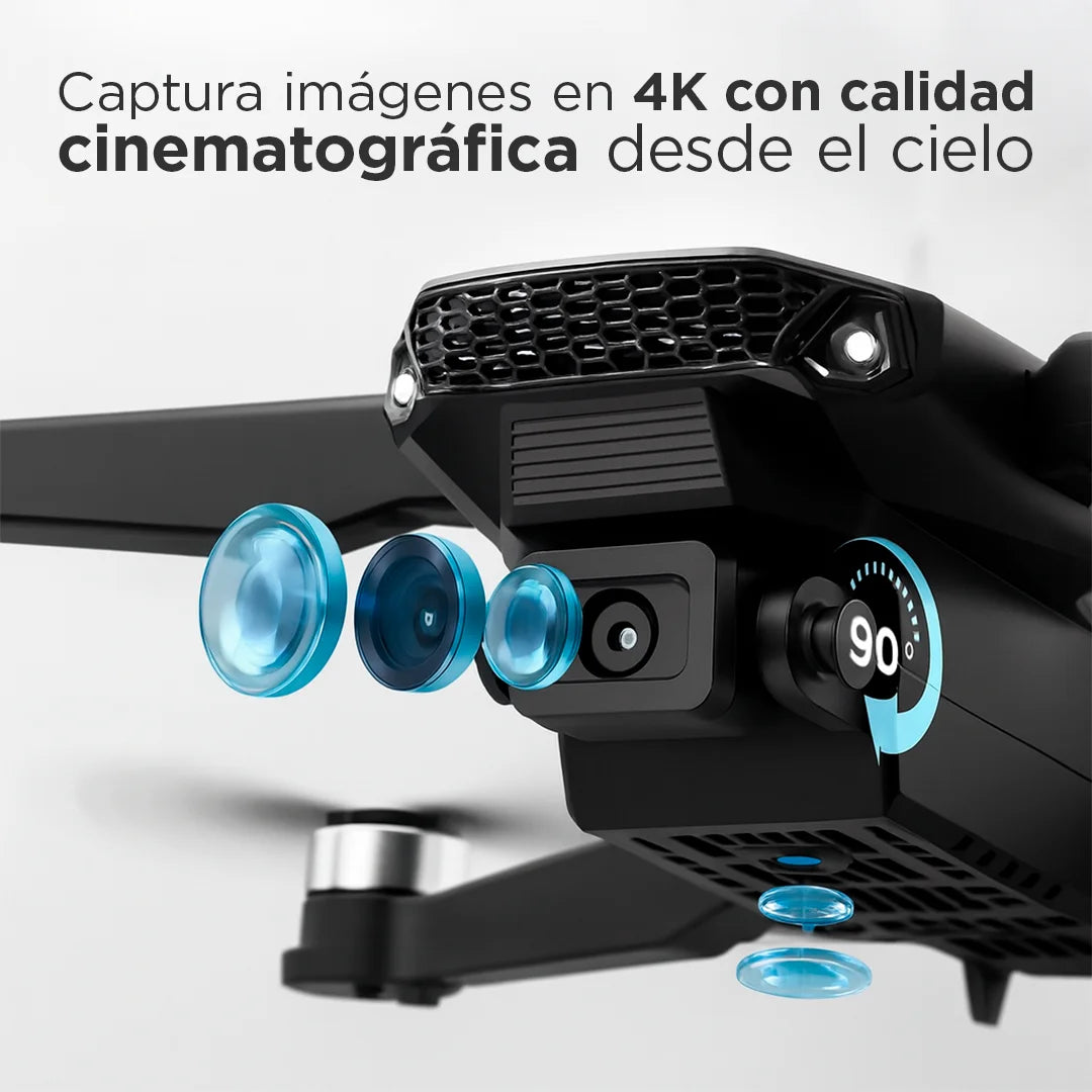 Drone VisionFly 4K con Cámara Dual + Zoom 50x + Maletín | Lleva Audífonos con Cancelación de Ruido