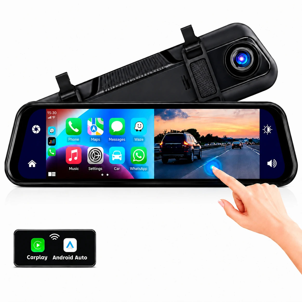Espejo Retrovisor DriveVision 360 con Doble Cámara Frontal