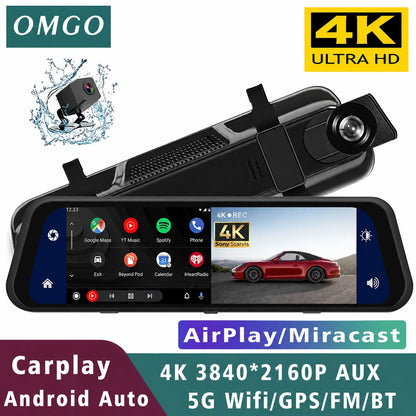 Espejo Retrovisor DriveVision 360 con Doble Cámara Frontal y Trasera