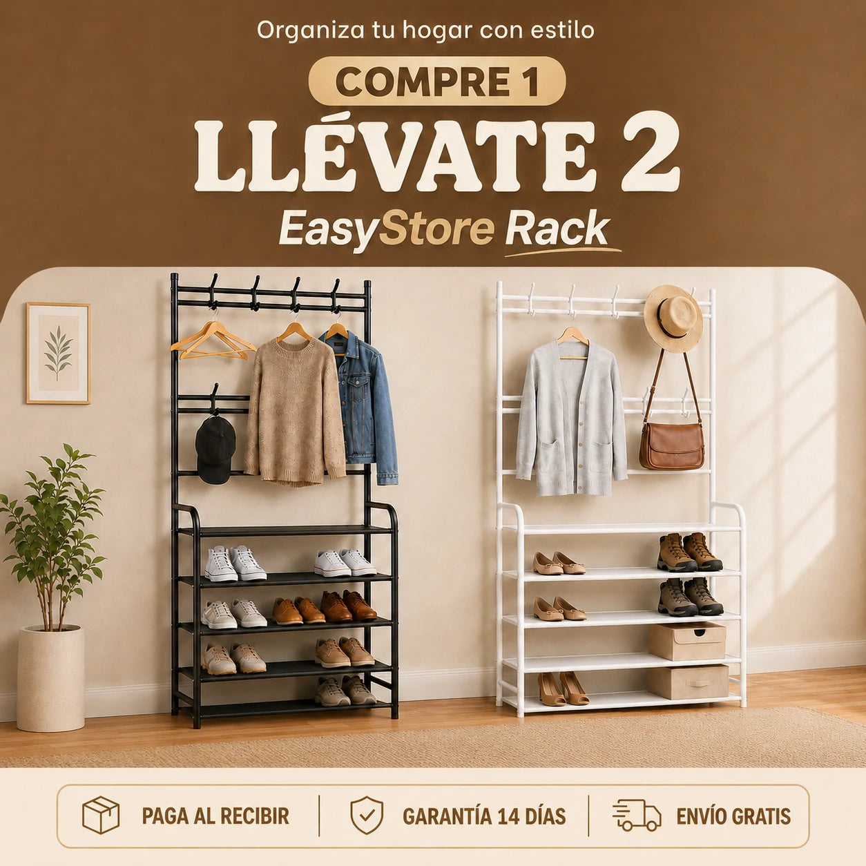 Compra 1 y Recibe 2 - Organizador Multifuncional de 5 Niveles para Ropa y Zapatos