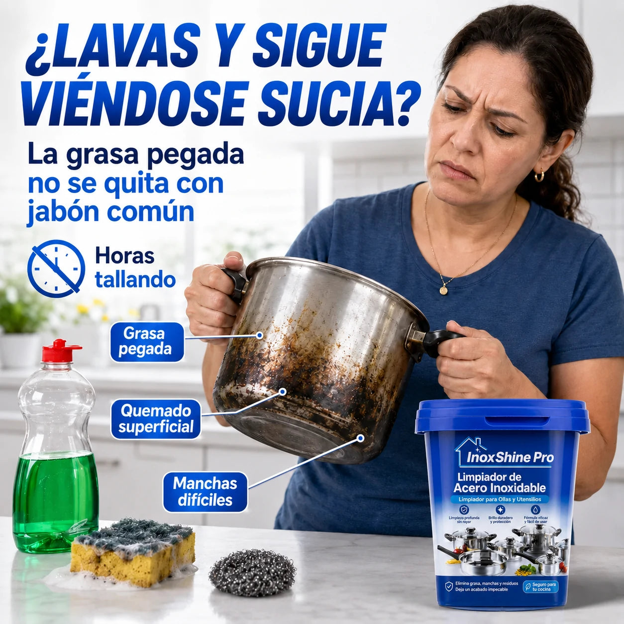 InoxShine PRO Limpiador de Acero Inoxidable para Ollas, ¡Llévate 2 por 1!