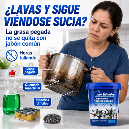 InoxShine PRO Limpiador de Acero Inoxidable para Ollas, ¡Llévate 2 por 1!