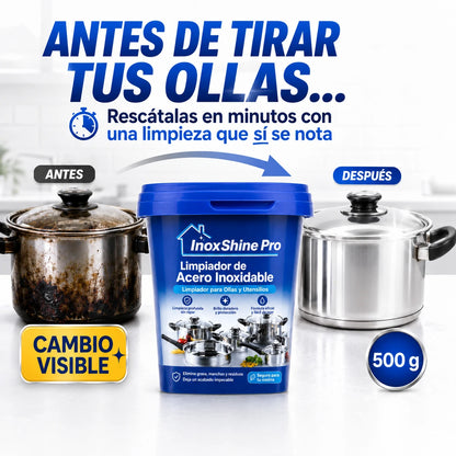 InoxShine PRO Limpiador de Acero Inoxidable para Ollas, ¡Llévate 2 por 1!