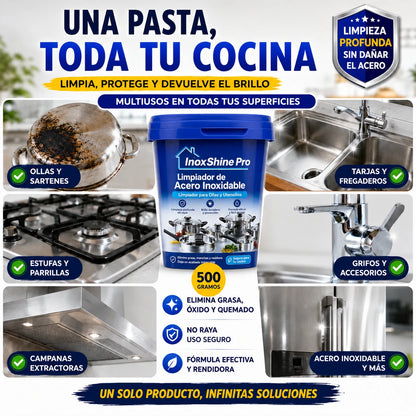 InoxShine PRO Limpiador de Acero Inoxidable para Ollas, ¡Llévate 2 por 1!
