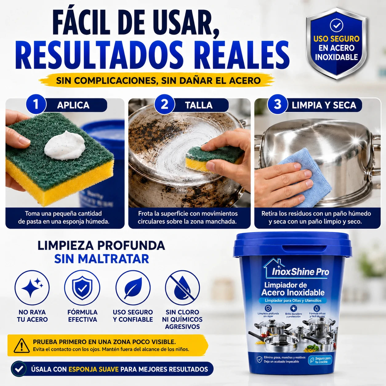 InoxShine PRO Limpiador de Acero Inoxidable para Ollas, ¡Llévate 2 por 1!