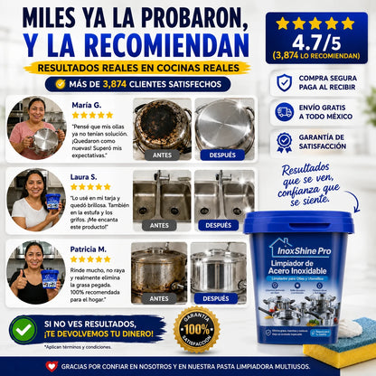 InoxShine PRO Limpiador de Acero Inoxidable para Ollas, ¡Llévate 2 por 1!
