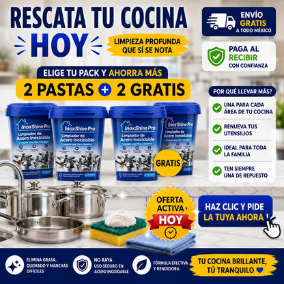 InoxShine PRO Limpiador de Acero Inoxidable para Ollas, ¡Llévate 2 por 1!