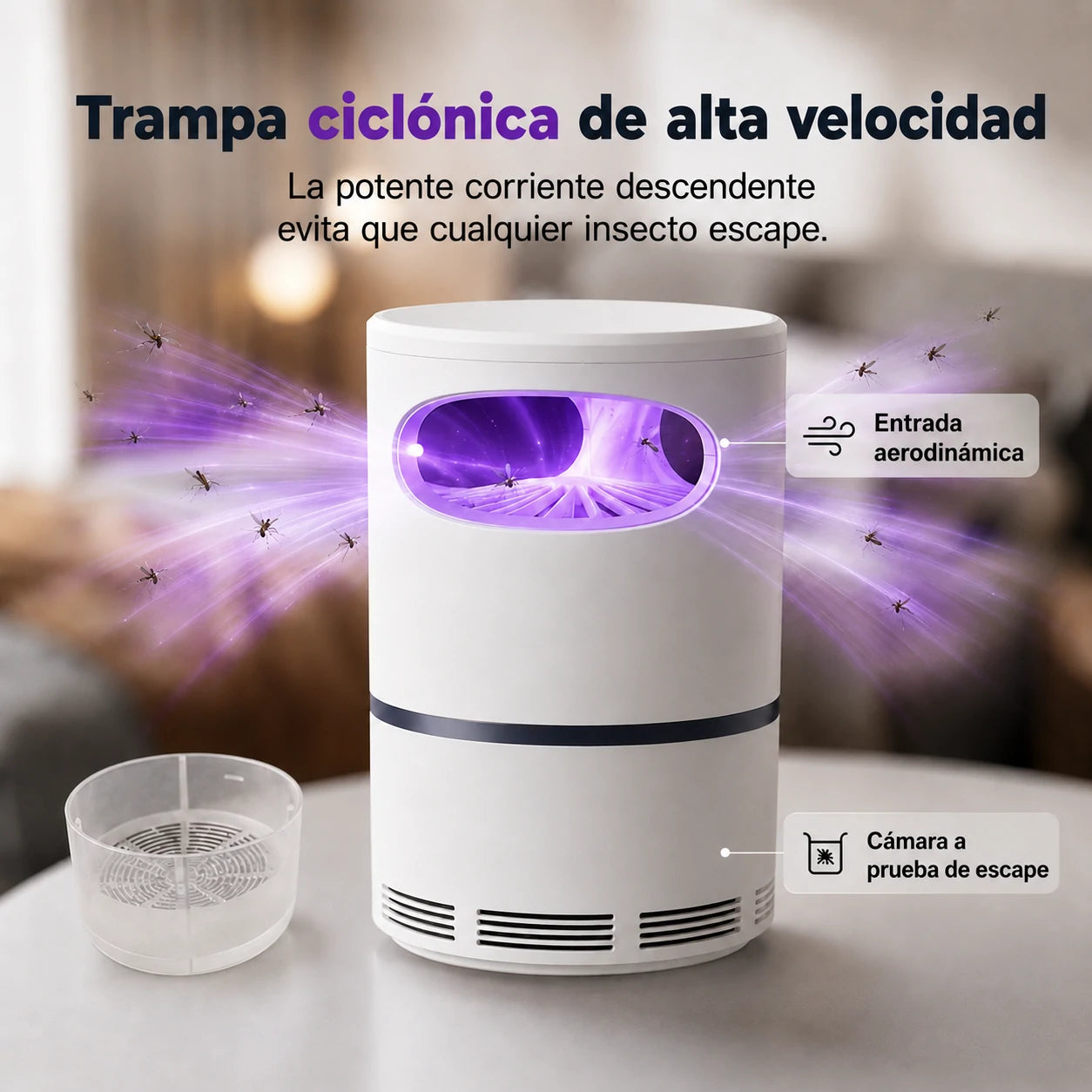 Mosquito Guard, Trampa UV Antimosquitos Silenciosa y Segura para Toda la Familia