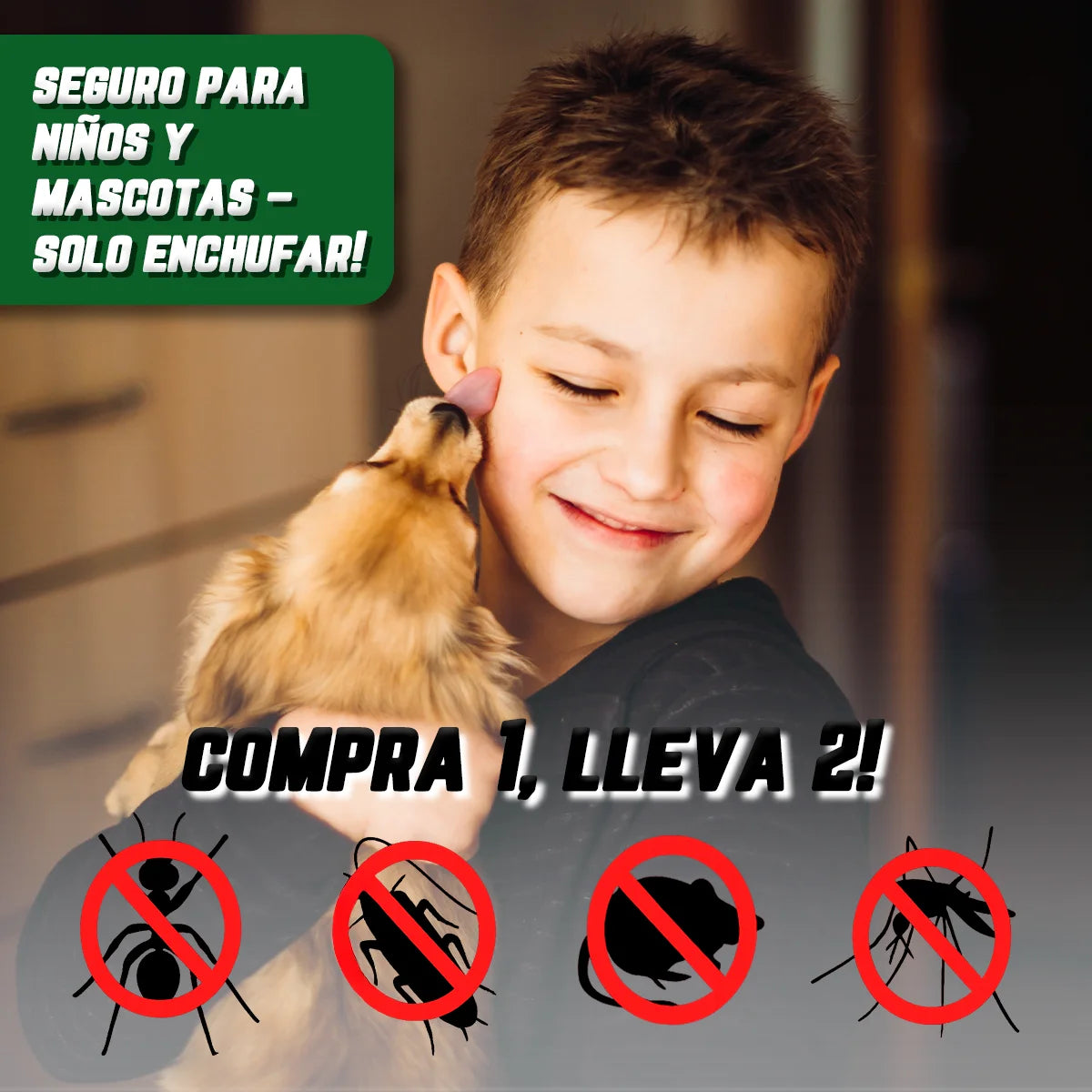 Repelente Ultrasónico Pest Reject 200m² – Seguro para Mascotas y Niños – COMPRA 1, LLEVA 2 [Sin Veneno, Silencioso]