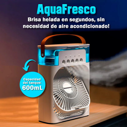Mini Aire Acondicionado Portátil - AquaFresco 600ml – Enfría, Humidifica y Purifica con Oscilación 70°/90° y Luz LED Silenciosa USB-C