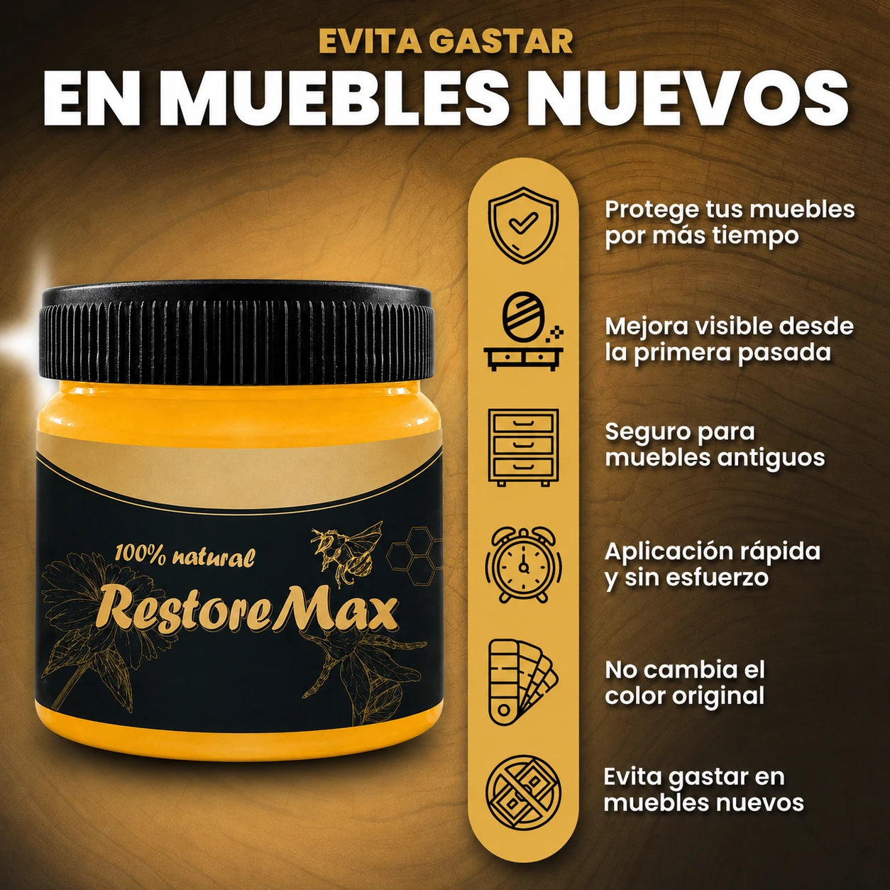 RestoreMax - Cera Natural para Muebles | Hidrata, Protege y Restaura