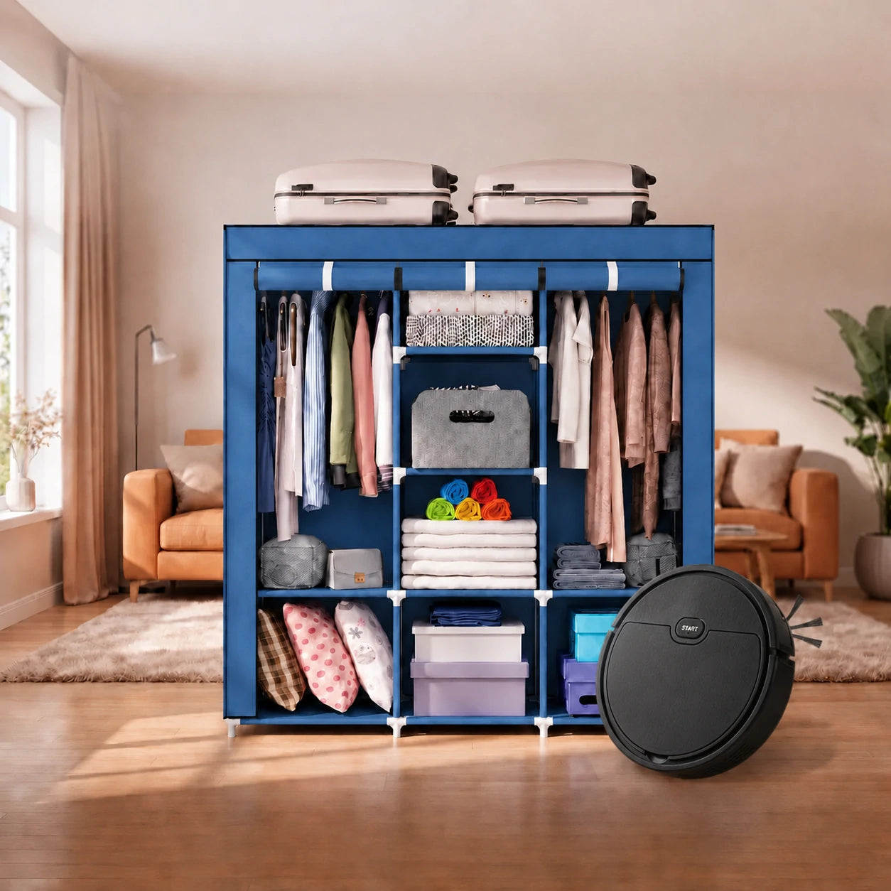 SmartCloset Armario Plegable Multiuso + RoboSpark Robot Aspirador de Regalo