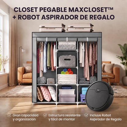 SmartCloset Armario Plegable Multiuso + RoboSpark Robot Aspirador de Regalo