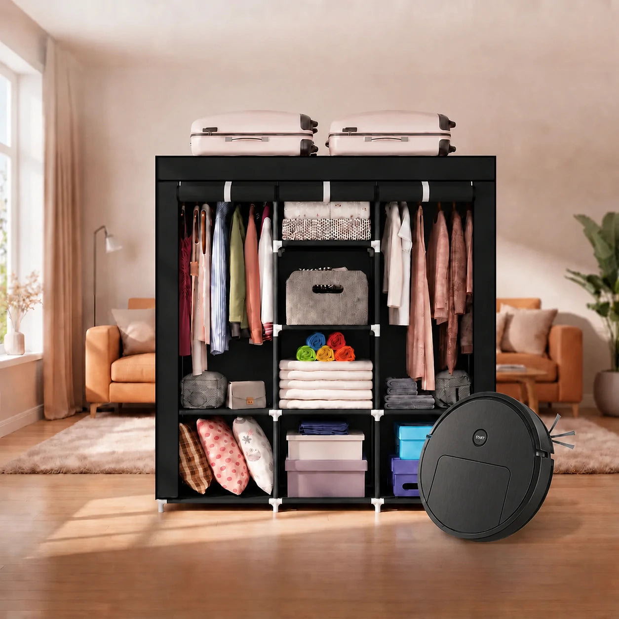SmartCloset Armario Plegable Multiuso + RoboSpark Robot Aspirador de Regalo