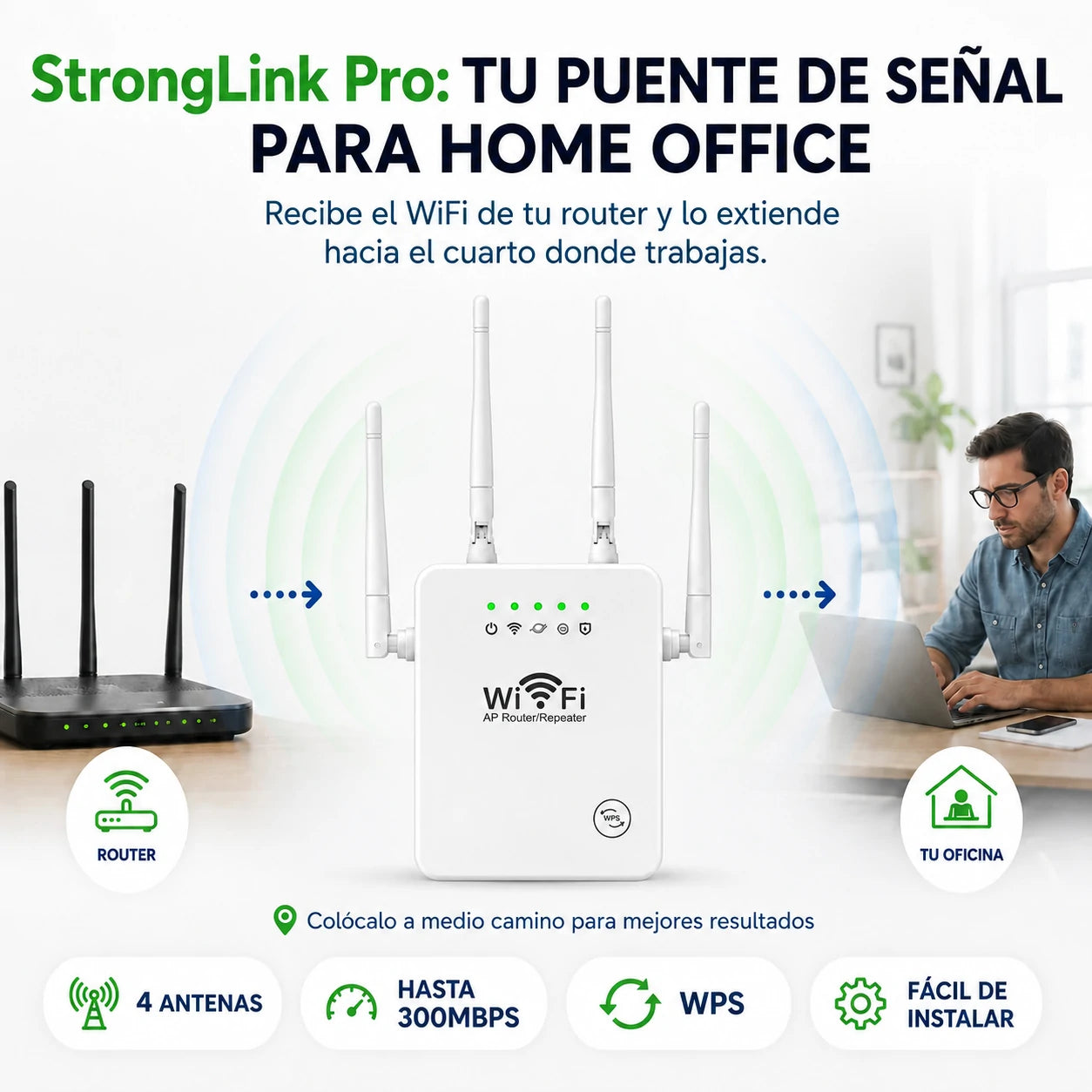 Repetidor WiFi de Largo Alcance – Señal Fuerte en Toda tu Casa