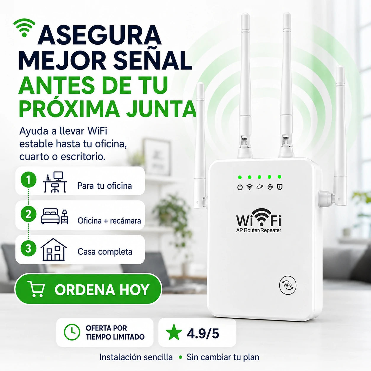 Repetidor WiFi de Largo Alcance – Señal Fuerte en Toda tu Casa