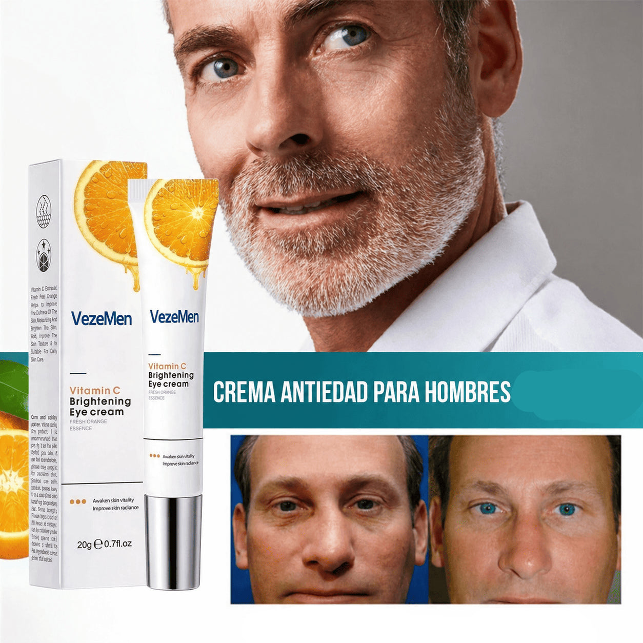 Crema Antiedad Masculina Sadoer con Vitamina C, Ácido Hialurónico y Niacinamida